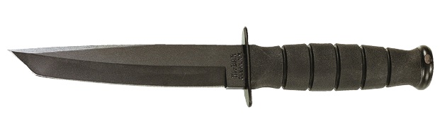 Ka-Bar 1254 BLACK TANTO SHORT Mes 23.5 cm Recht Lemmet, Kraton Greep, Lederen Schede